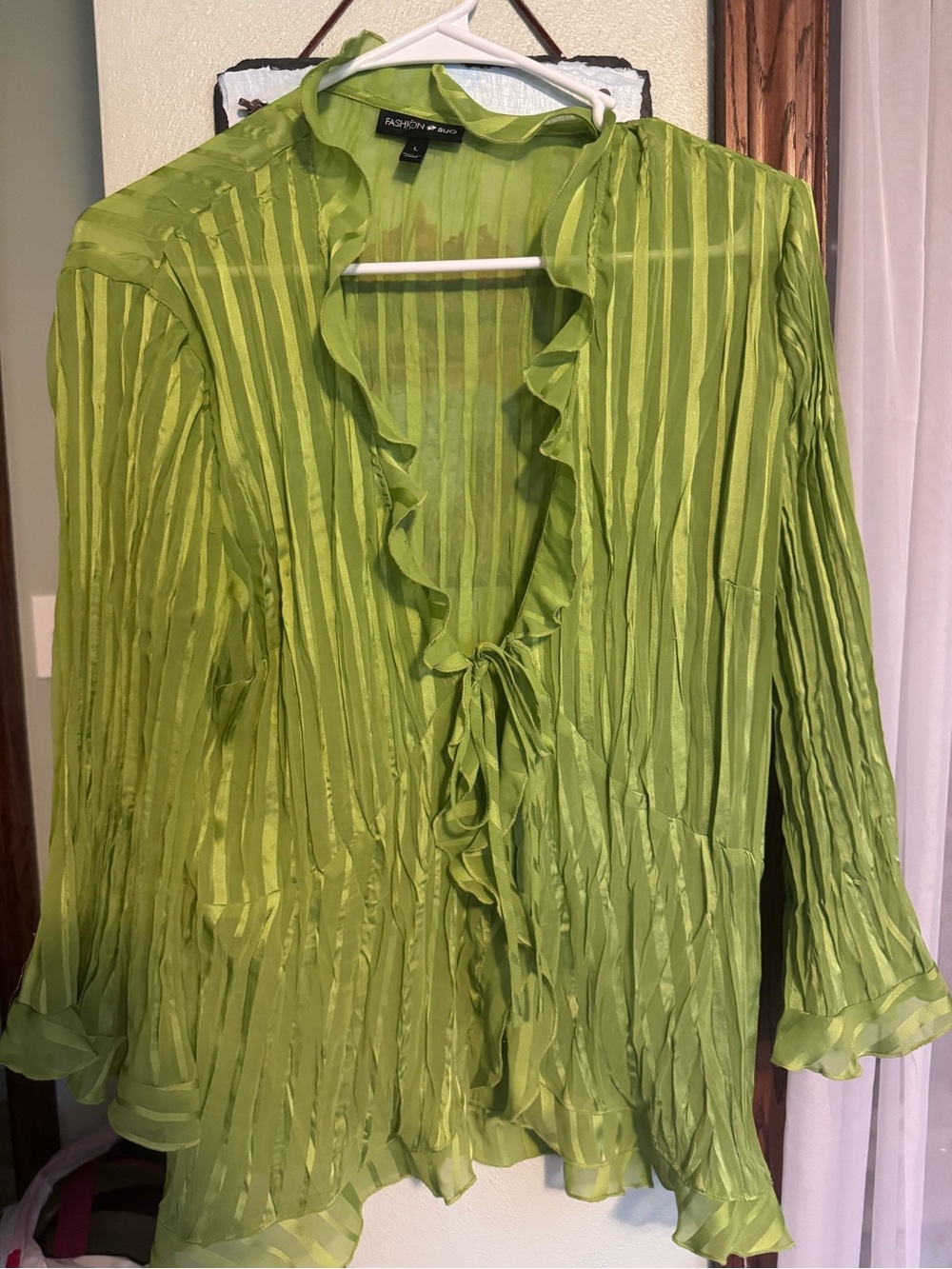 Y2K green Tie-Front Top